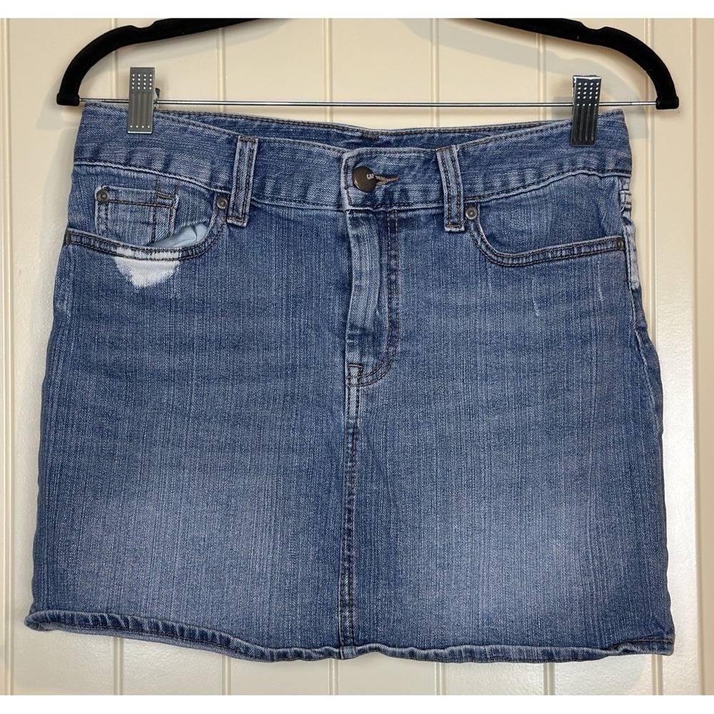 Gap denim jean mini skirt cotton stretch sz‎ 4 27